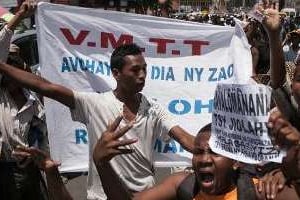 Manifestation de soutien à l’ex-président malgache Marc Ravalomanana. © AFP