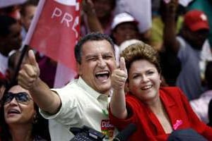Dilma Rousseff en campagne pour le second tour, le 9 octobe. © Raul Spinasse / AFP