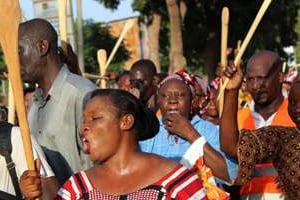 Manifestation à Ouagadougou au Burkina Faso le 27 octobre 2014. © AFP/Romaric Hien