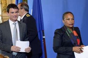 Manuel Valls et Christiane Taubira, à Lyon le 13 mai 2014 © Philippe Merle/AFP