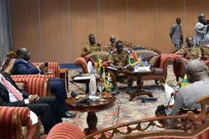 Goodluck Jonathan, Macky Sall, Isaac Zida et John Dramani Mahama, le 5 novembre 2014 à Ouagadougou. © AFP