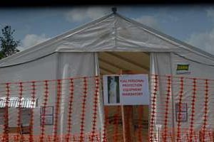 Un centre de traitement américain le 10 novembre 2014 à Tubmanburg au Liberia. © AFP