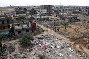 Un quartier de Rafah où des maisons ont été détruites par l’armée égyptienne, le 4 novembre. © AFP