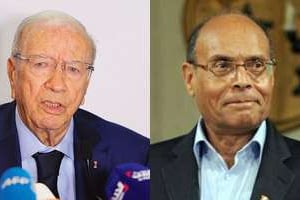 Béji Caïd Essebsi et Moncef Marzouki s’affronteront au second tour de la présidentielle. © AFP/Montage J.A