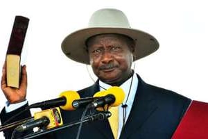 Le président ougandais Yoweri Museveni, le 12 mai 2011 à Kampala. © AFP