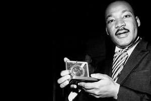 Martin Luther King, le 10 décembre 1964 à Stockholm. © AFP