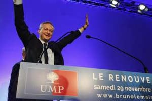 Bruno Le Maire, samedi 29 novembre, devant les militants de l’UMP. © Thomas Samson/AFP