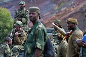 Des soldats de l’armée congolaise près de Goma, dans l’est de la RDC. © AFP