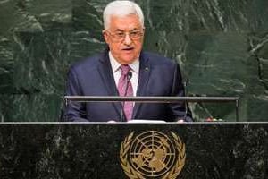 Mahmoud Abbas à la tribune de l’ONU, le 26 septembre 2014. © AFP