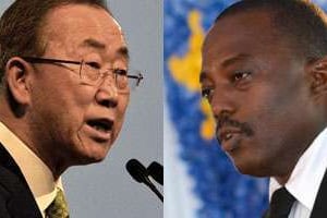 Ban Ki-moon et Joseph Kabila. © Montage JA/AFP