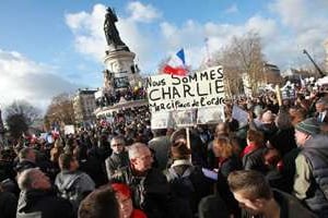 Manifestants place de la République le 11 janvier 2015 à Paris. © AFP