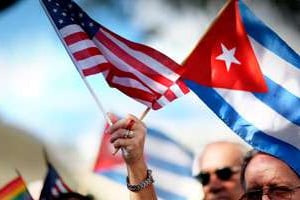 À Miami, le 20 décembre, des exilés cubains manifestent contre la normalisation. © Joe Raedle/Getty Images/AFP