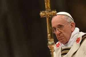 Le pape François célébrant la messe du Jeudi Saint. © Vincenzo Pinto/AFP