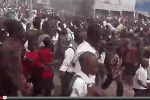 Deuxième journée consécutive de manifestation à Goma, le 22 janvier 2014. © Capture d’écran/Youtube