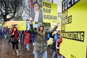 Manifestation devant l’ambassade d’Arabie Saoudite à la Hague, le 15 janvier. © AFP