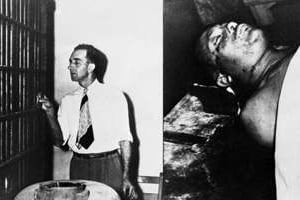Calib Hil (d.), lynché à mort en Géorgie, et le shériff George Hatcher (g.), en1949. © AFP
