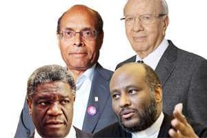 Moncef Marzouki, Béji Caïd Essebsi, Denis Mukwege et Don Mussie Zerai. © JA ; AFP