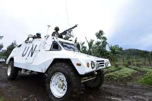 La Monusco (Mission de l’ONU en RDC) patrouille le 5 novembre 2013 à Chanzu, au nord de Goma. © AFP