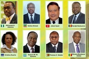 Les 8 candidats à la succession de Donald Kaberuka au poste de président de la Banque africaine de développement. © BAD