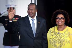 Blaise et Chantal Compaoré à Washington, en août 2014. © brendan Smialowski / AFP