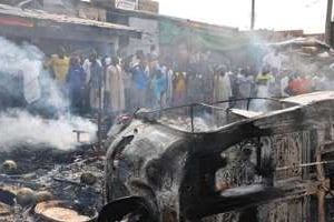 Vue d’un attentat précédent à Maiduguri, au Nigeria, le 1er juillet 2014. © AFP