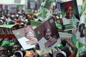 Meeting de soutien à Goodluck Jonathan le 8 janvier 2015. © Pius Utomi Ekpei/AFP