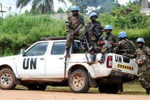 Les Casques bleus de la MONUSCO à Beni en RD Congo, le 23 octobre 2014. © Alain Wandimoyi/AFP