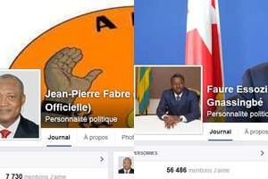 Les pages officielles Facebook des deux principaux candidats à la présidentielle togolaise. © Montage / J.A.