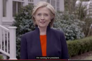 Capture d’écran de la vidéo de candidature de Hillary Clinton, diffusée le 12 avril. © AP/Sipa