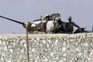 Des soldats égyptiens près de Rafah, dans le Sinaï. © Saïd Khatib/AFP