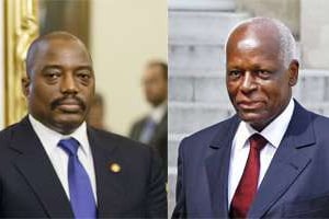 Les présidents Joseph Kabila (RDC) et José Eduardo dos Santos (Angola). © J. Scott Applewhite/Remy de la Mauviniere/AP/Sipa