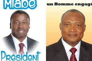 Faure Gnassingbé (g.) et Jean-Pierre Fabre sont les favoris de la présidentielle. © Montage / D.R.