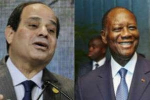 Le président égyptien Abdel Fattah al-Sissi et son homologue ivoirien, Alassane Ouattara © Thomas Hartwell/AP/SIPA, Bruno Levy/J.A.