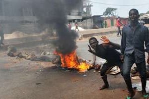 Manifestants le 4 mai 2015 à Conakry. © Cellou Binani/AFP