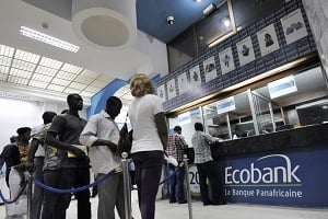 Vue d’un guichet d’Ecobank Côte d’Ivoire. © Olivier pour J.A.
