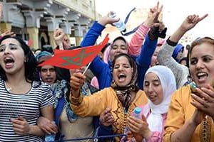 Des femmes manifestent pour l’égalité des sexes, le 8 mars 2015 à Rabat. © AFP