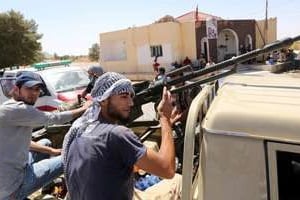 Des membres de la milice Fajr Libya le 29 avril 2015 à Gharyan à 80 kilomètres de Tripoli. © Mahmud Turkia/AFP