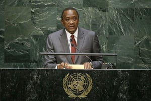 Uhuru Kenyatta fait campagne pour sa réélection. © Frank Franklin II/AP/SIPA