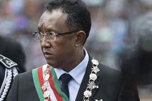 Le président Hery Rajaonarimampianina lors de son investiture à Antananarivo, le 25 janvier 2014. © AFP