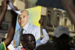 Une manifestation de soutien à Karim Wade, le 23 avril 2013, à Dakar. © Rebecca Blackwell/AP/SIPA