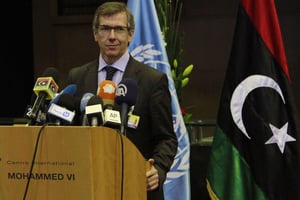 Bernardino Leon, l’envoyé spécial de l’ONU en Libye, à Skhirat, le 13 mars 2015. © Paul Schemm/AP/SIPA