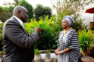 Abdoul Karim Meckassoua avec Catherine Bokassa, veuvede l’ancien chef de l’État, en 2011. © VINCENT FOURNIER/JA