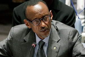 Le FPR, parti au pouvoir, s’est prononcé en faveur d’un troisième mandat de Paul Kagamé. © Julie Jacobson/AP/SIPA