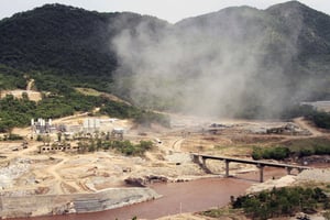 Le « Barrage du millénaire », construit en Ethiopie, doit être achevé en 2017 et produire 6 000 mégawatts d’électricité. © Elias Asmare/AP/SIPA