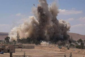 Destruction de la prison de Palmyre par l’État islamique, fin mai 2015. © Uncredited/AP/SIPA