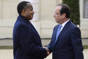 Denis Sassou N’Guesso et François Hollande, vendredi 6 décembre à l’Élysée. © Alain Jocard/AFP