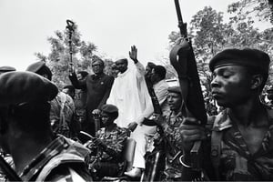 Mobutu Sese Seko, son plus fidèle soutien sur le continent, lui rend visite en août 1983. © Alain Keler/Sygma/Corbis