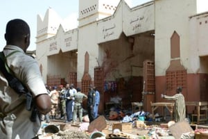 Le 11 juillet 2015 sur le marché central de N’Djamena, où un attentat suicide a fait au moins 15 morts. © Brahim Adji/AFP