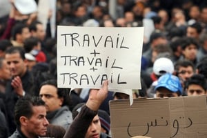 Manifestation en janvier 2011, à Tunis. © AFP