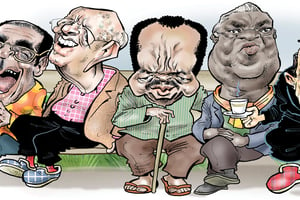 De gauche à droite : Robert Mugabe, Béji Caïd Essebsi, Paul Biya, Manuel Pinto da Costa et Abdelaziz Bouteflika forment le club des dirigeants les plus âgés du continent. © GLEZ